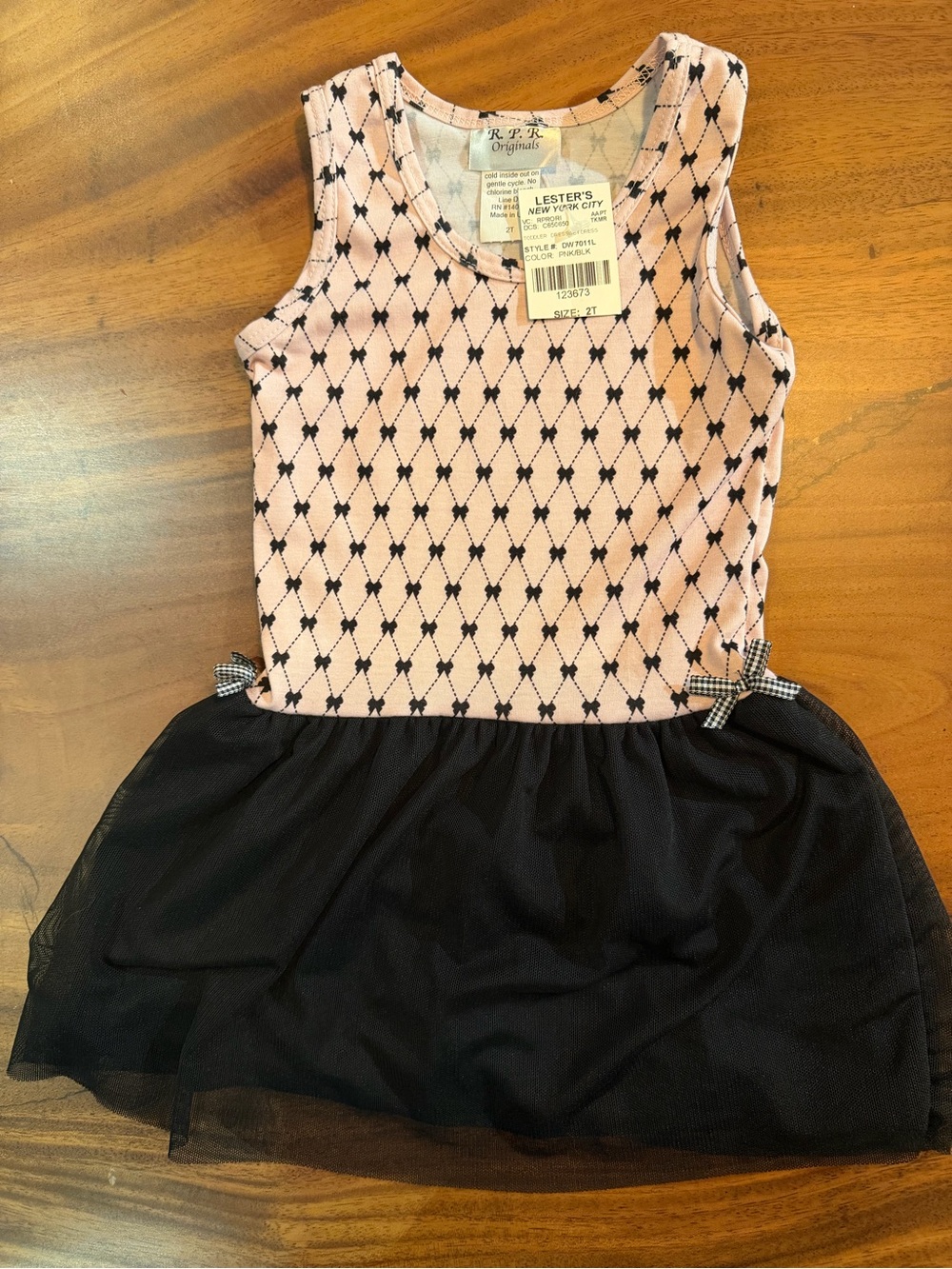 Girls Pink and Black Sleeveless Tulle Dress
